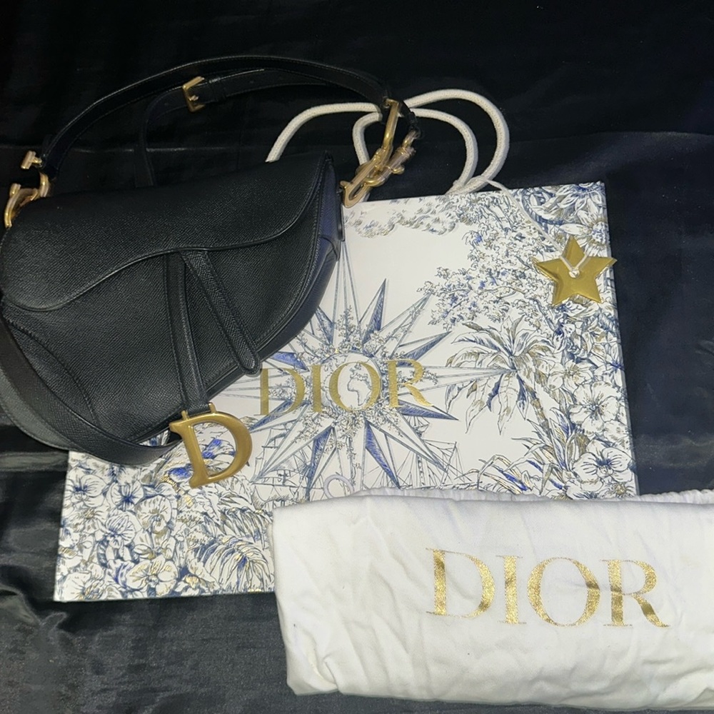 Christin Dior Black Saddlebag with Strap